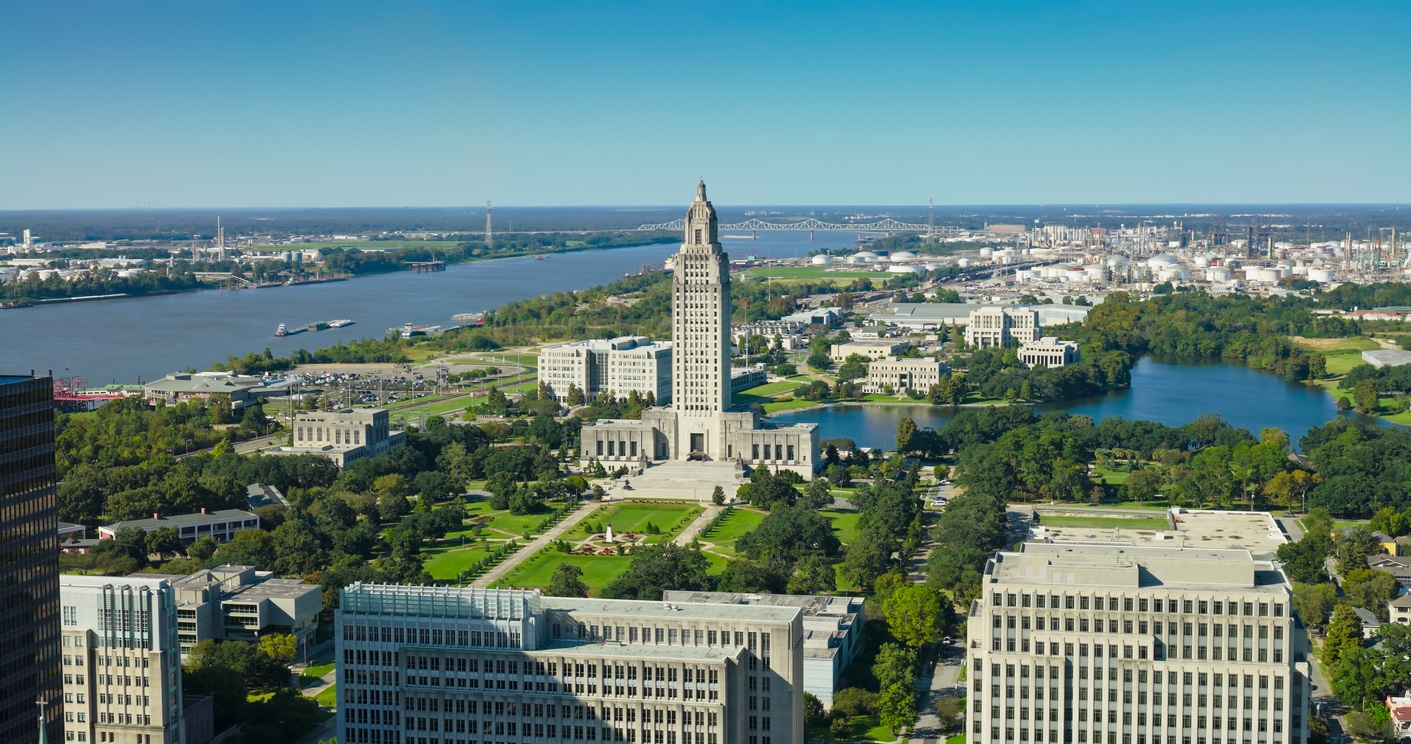 Sex Assault Lawyer in Baton Rouge, Louisiana 2 Aerial View of Louisiana State Capitol and Mississippi River in Baton Rouge