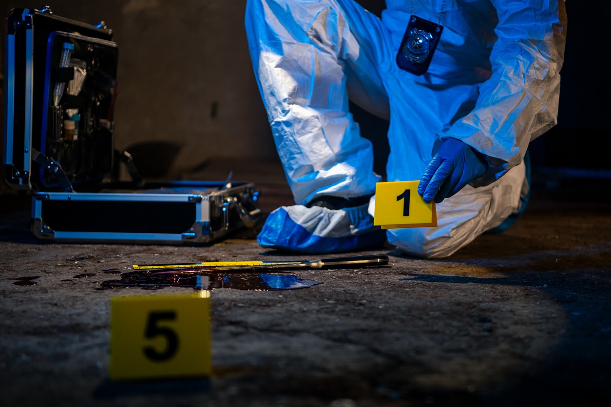 How DNA Evidence Can Be Challenged in a Louisiana Criminal Case 2 Forensic Investigator Marking Bloody Knife Evidence Scene